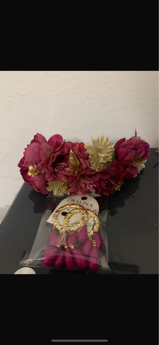 Corona flores flamenca + pendientes