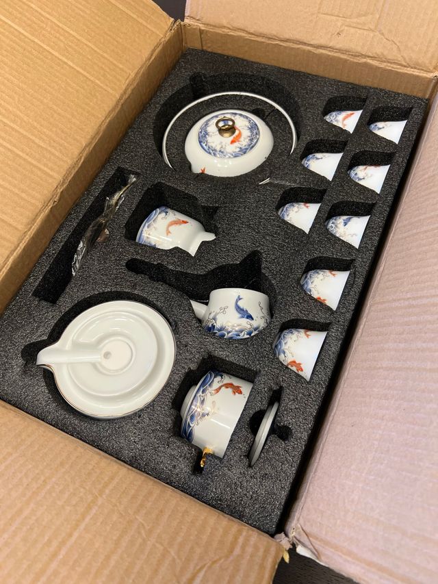 Set Tè Cinese Ceramica- Blu&Rosso