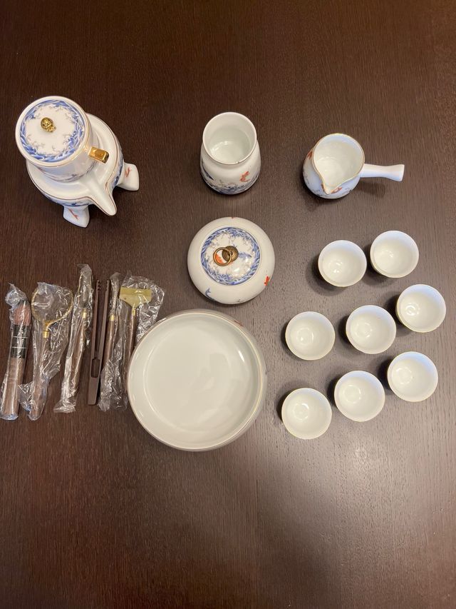 Set Tè Cinese Ceramica- Blu&Rosso