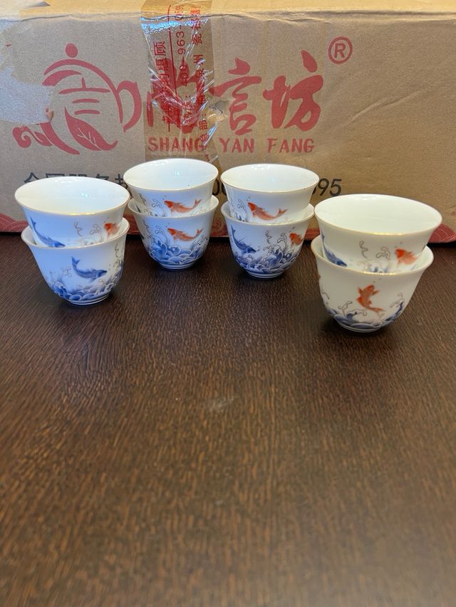 Set Tè Cinese Ceramica- Blu&Rosso