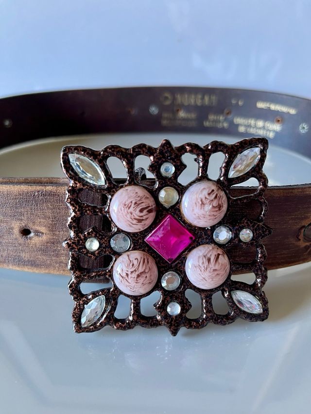 Cinturón de piel con hebilla decorada de Morgan