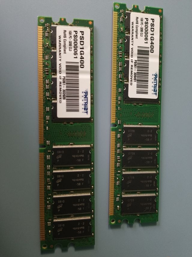 Memoria RAM Patriot 2x1GB DDR-400 (IMPECABLE)