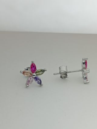 Pendientes estrella plata multicolor