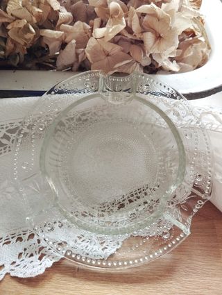 CENICERO DE CRISTAL TALLADO ANTIGUO