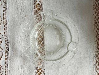 CENICERO DE CRISTAL TALLADO ANTIGUO