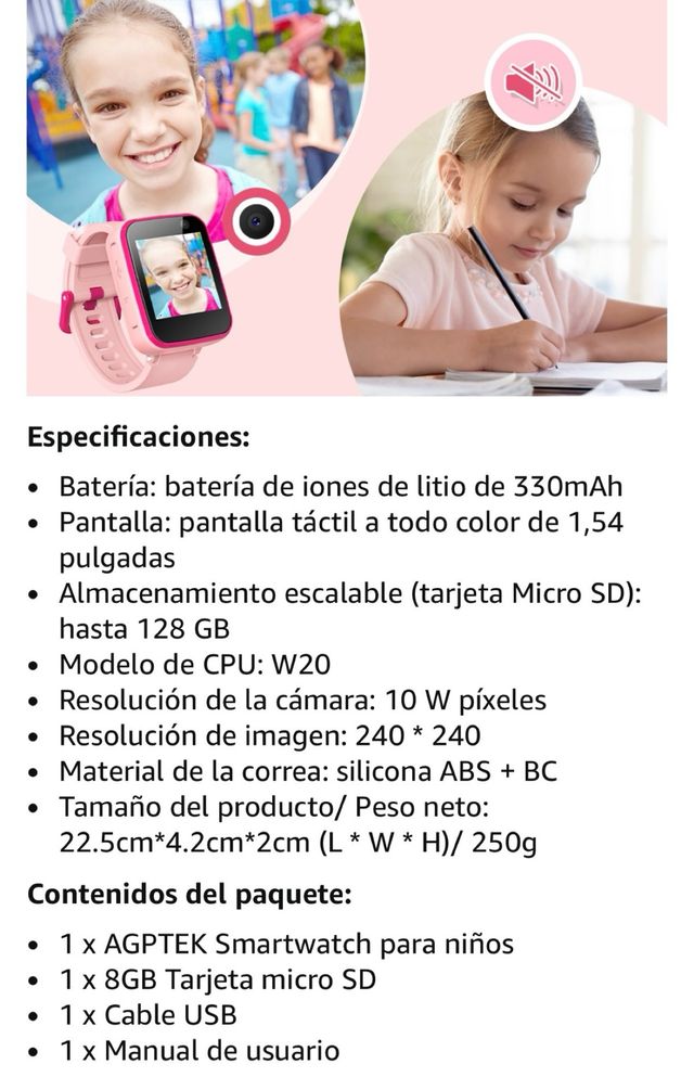 Smartwatch niña rosa-rojo
+6 años