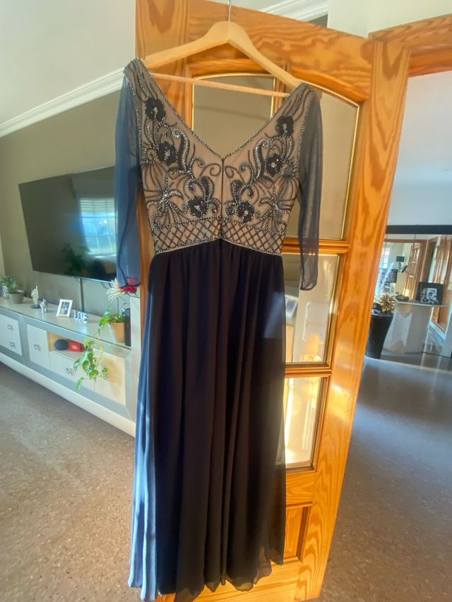 Vestido fiesta azul pedrería