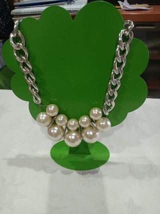 Collar perlas & cadena plata