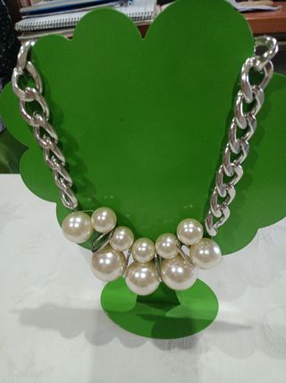 Collar perlas & cadena plata