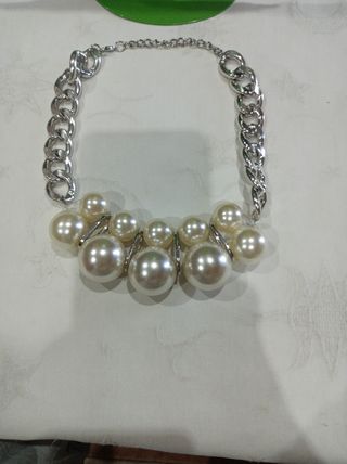 Collar perlas & cadena plata