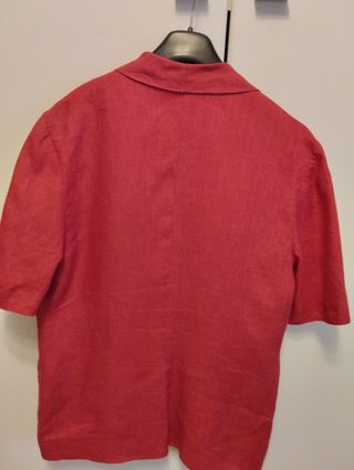 Tailleur con gonna in lino rosso