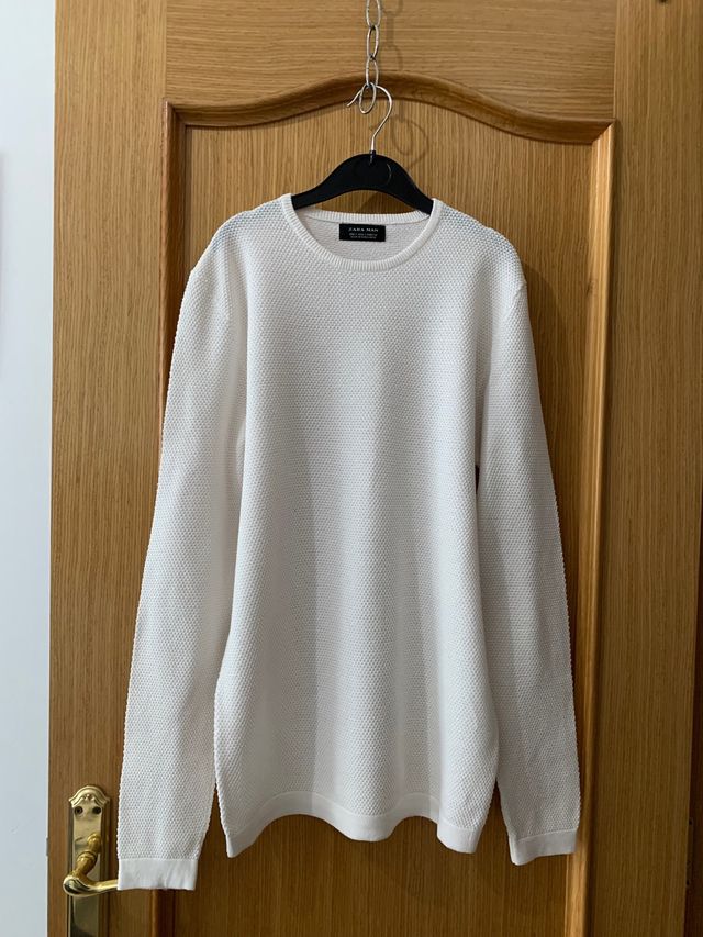Jersey Zara blanco hombre