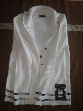 Cardigan maglia ragazzo tg L bianca - cerniera -