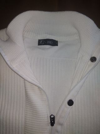 Cardigan maglia ragazzo tg L bianca - cerniera -