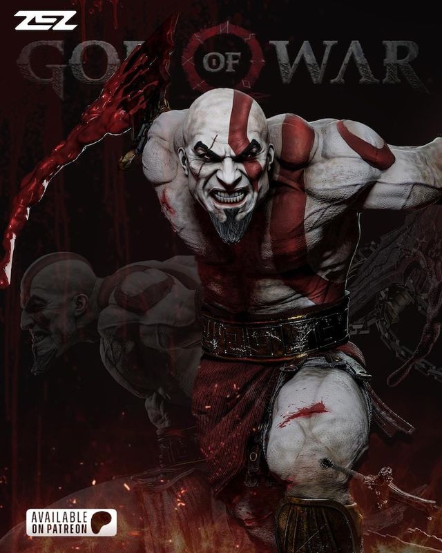 KRATOS figura del videogioco god of war dipinta