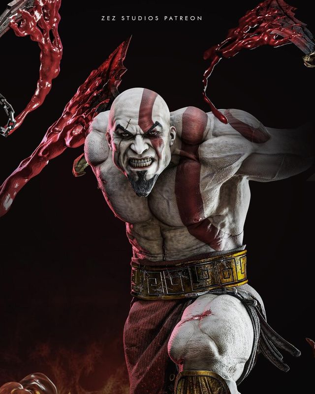 KRATOS figura del videogioco god of war dipinta