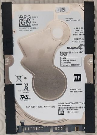 HDD 2.5" sATA, 500GB, 7h de uso, ultrafino