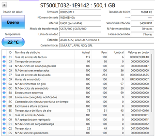 HDD 2.5" sATA, 500GB, 7h de uso, ultrafino