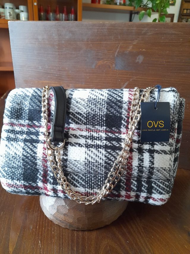 Borsa con tracolla, in tessuto plaid, Ovs