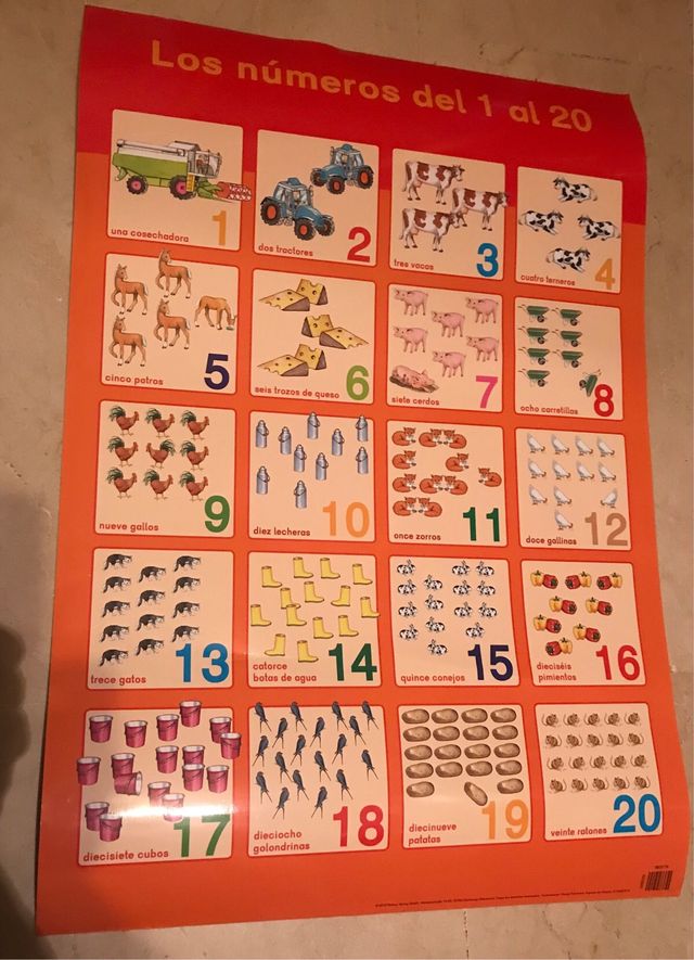 Poster números 1-20: aprendizaje infantil
