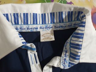 Polo Paul Shark blu con manica 3/4