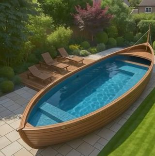 Piscina construida con un barco
