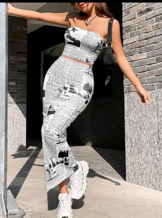 Conjunto top y falda estampado