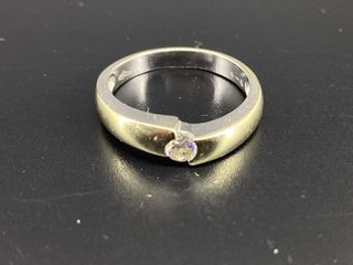 sortija oro 18k con piedra con circonita