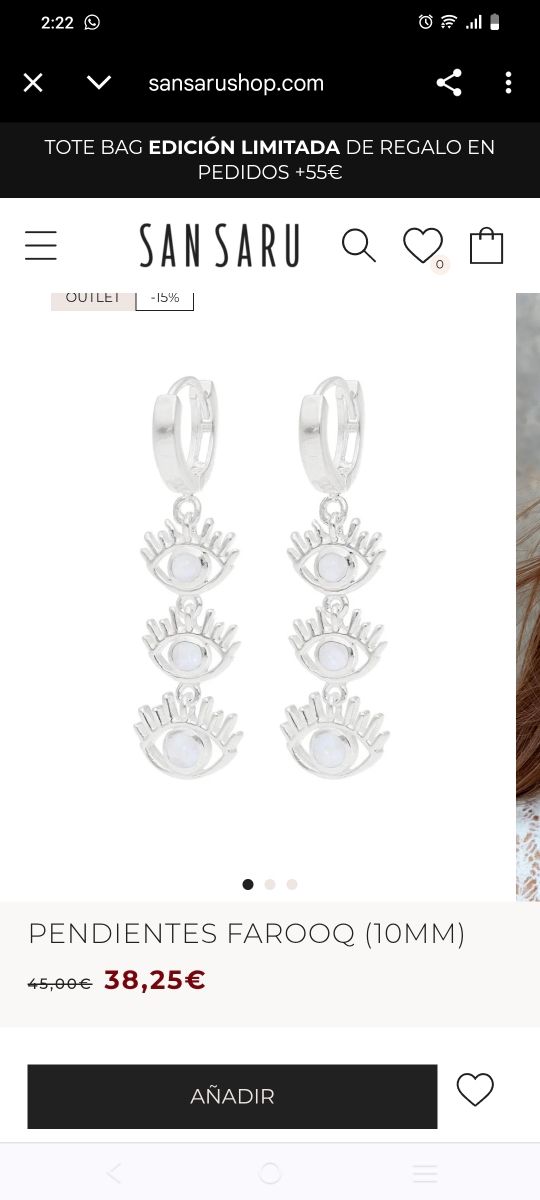 Pendientes con ojos protección plata.