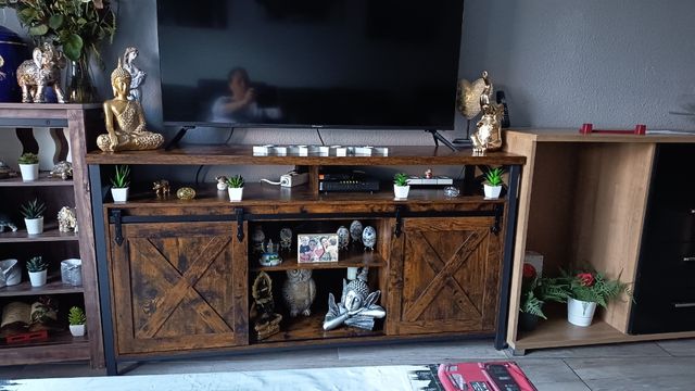 Mueble de televisor tipo puerta de granero Nuevo