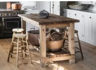 Isla cocina rústica mesa alta