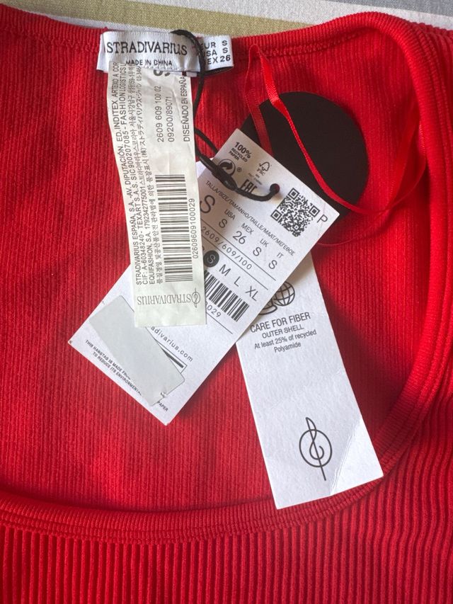 Top Stradivarius rojo - Talla S