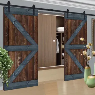 Puerta granero madera maciza 2 colores
