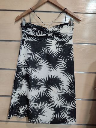 Vestido Mango blanco y negro talla S