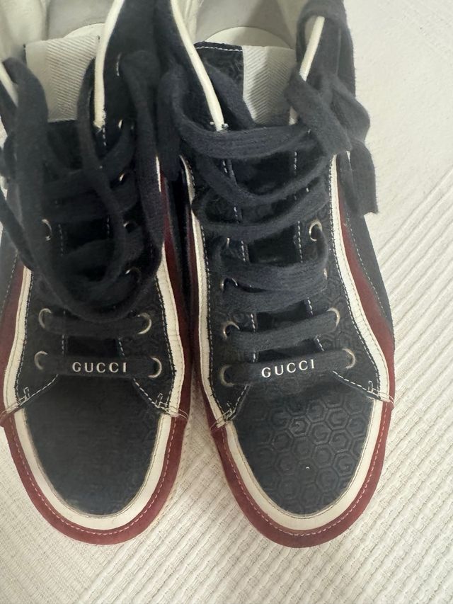 Zapatillas Gucci altas - azul marino y rojas