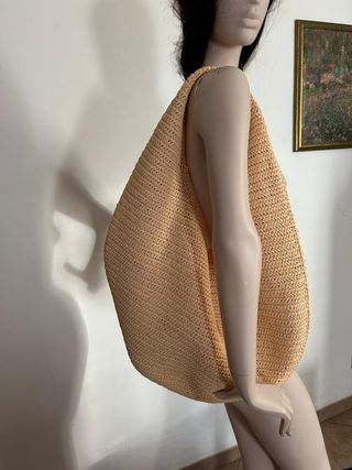 Borsa a spalla/ hobo in rafia avena