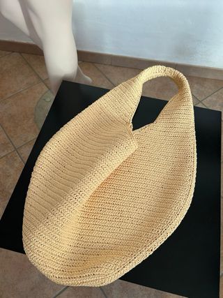 Borsa a spalla/ hobo in rafia avena