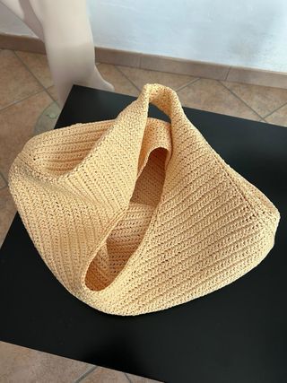 Borsa a spalla/ hobo in rafia avena