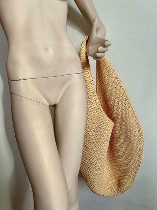 Borsa a spalla/ hobo in rafia avena
