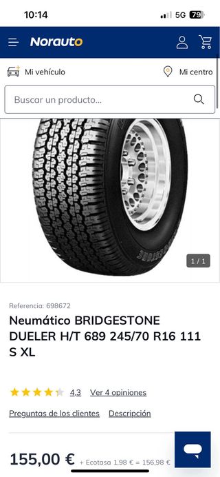 4 Neumáticos BRIDGESTONE 245/70 R16