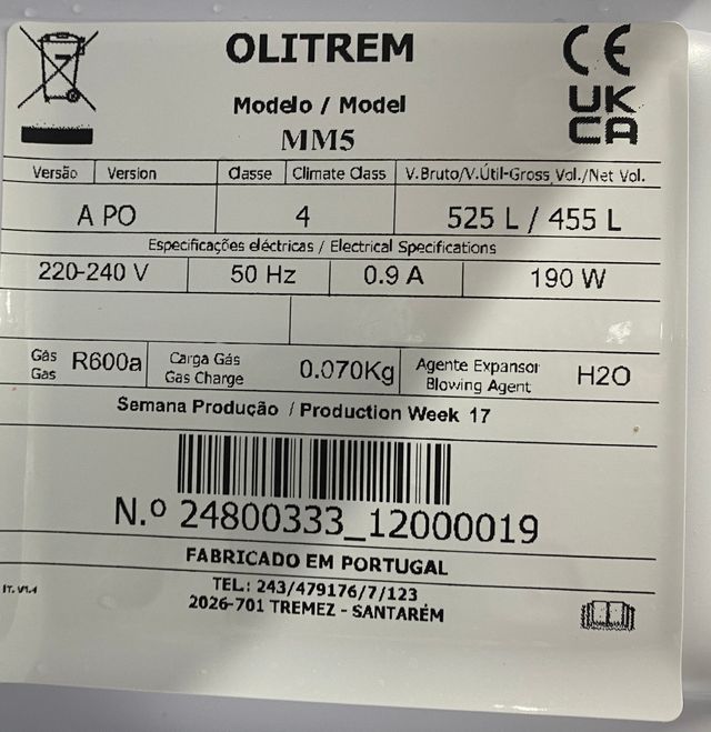 ARMARIO REFRIGERADO VERTICAL - MM5 MARECOS