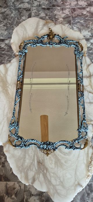 Mesa consola mármol-bronce azul