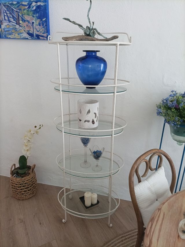 Mensola in metallo-vetro bianco