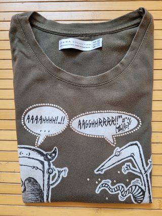 Camiseta Zara verde caqui
