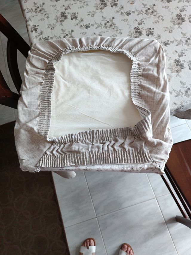 4 Coprisedie Beige in cotone 