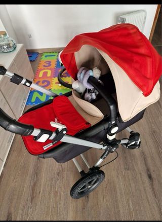Bugaboo Camaleón 3 capazo beige,rojo + accesorios