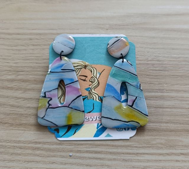 Pendientes marmolados multicolor