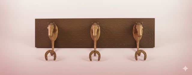 perchero 3 caballos bronce