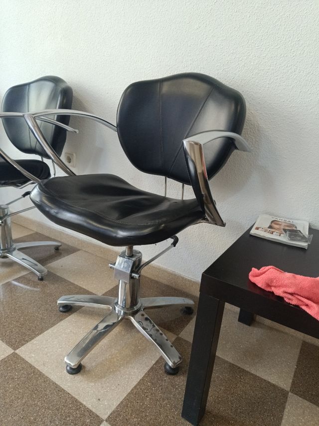 3 Sillas Peluquería - Negro/Plata
