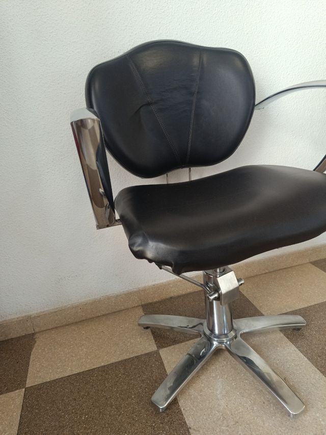 3 Sillas Peluquería - Negro/Plata